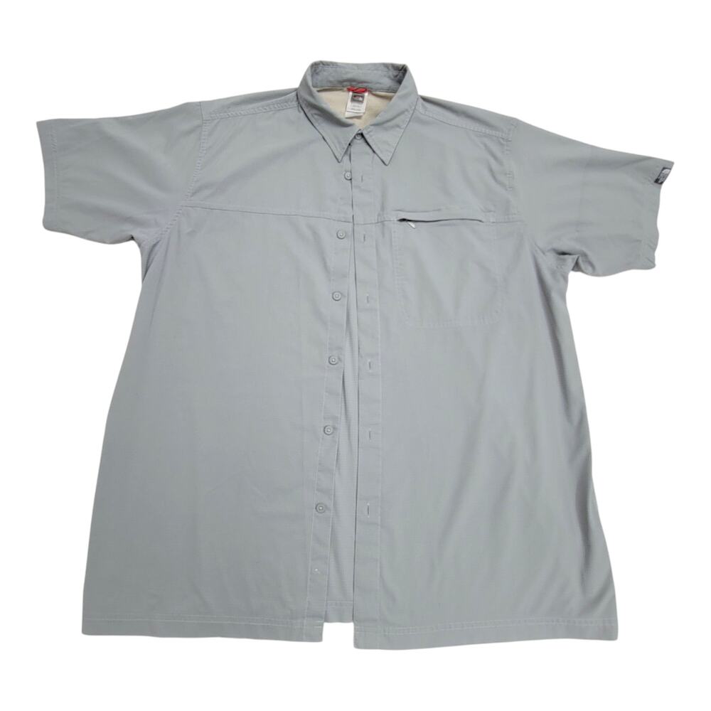 The North Face Mens XXL Gray Short Sleeve Hiking Vented Zip Pocket Trail Shirt